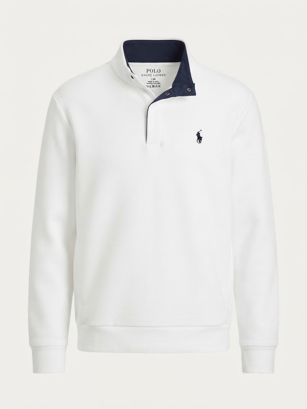 Polo by Ralph Lauren White Pullover with Navy Contrast Collar